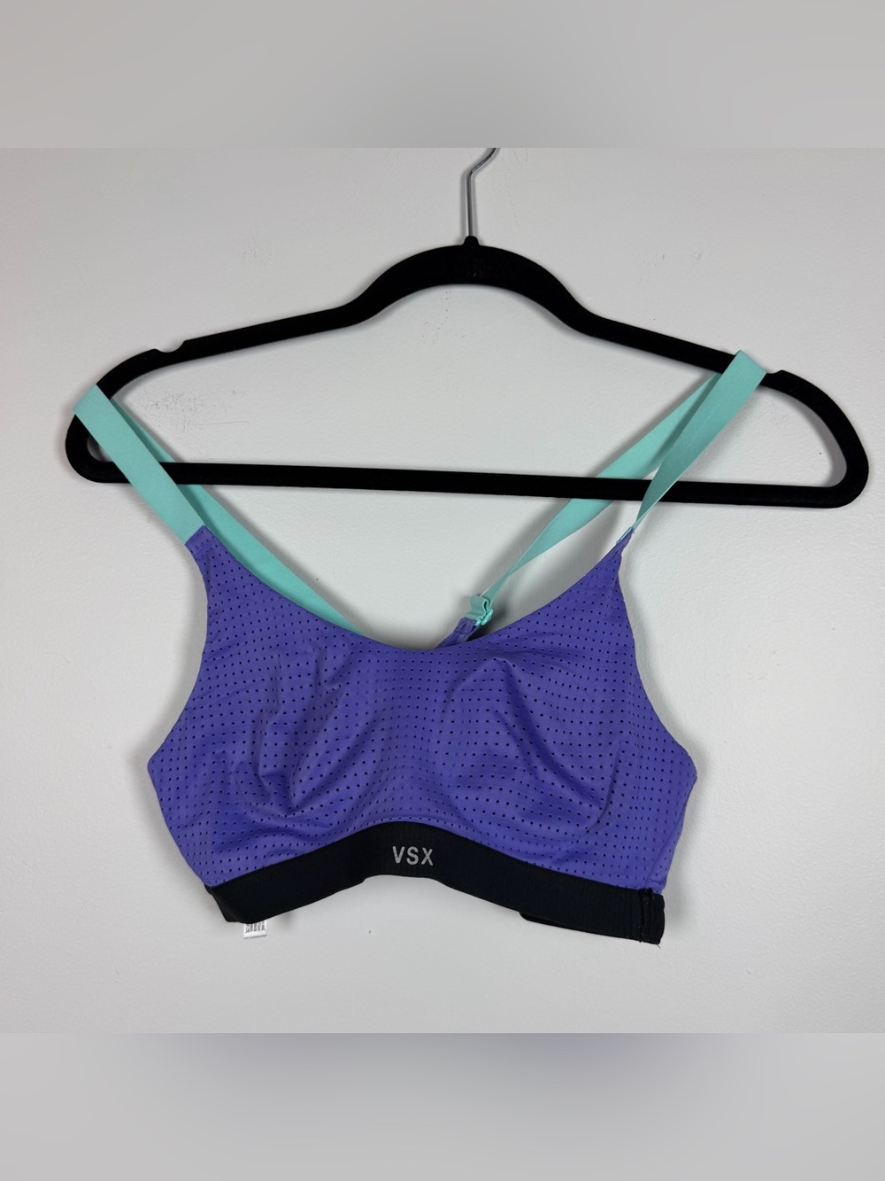 Victoria’s Secret Sport VSX Purple Teal Sports Gym Bra Racerback Mesh Size 34A